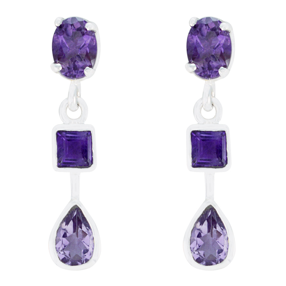 Amethyst-French-Leah-Mehrfach-Ohrstecker-Lila-92,5-Silber-Ohrring Hauptbild