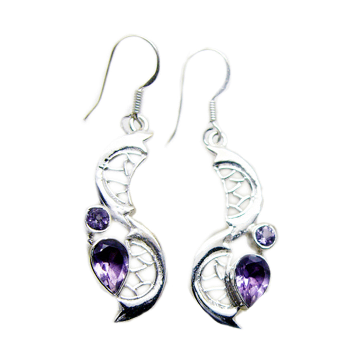 Amethyst-Egyptian-Yuna-multiple-Dangle-Purple-925-Sterling-Silver-Earring Imagen principal del producto
