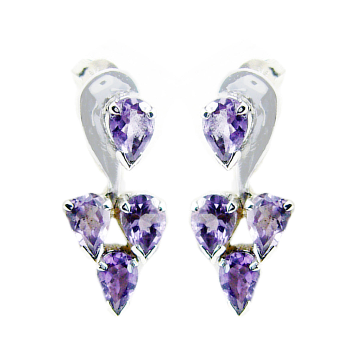 Amethyst-Korean-Alejandra-multiple-Stud-Purple-925-Silver-Earring メイン画像