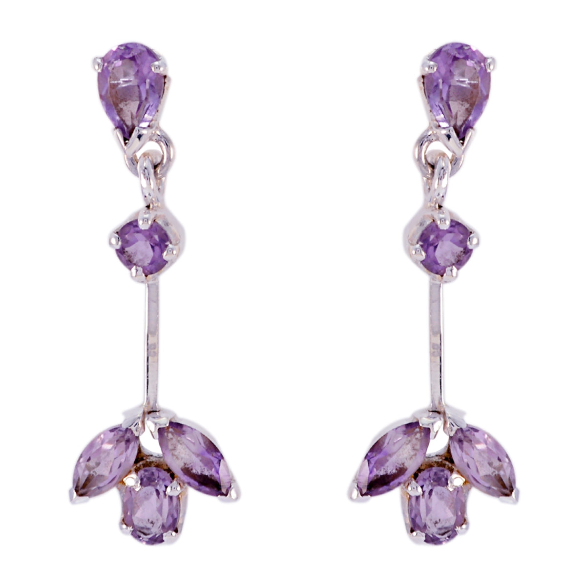 Amethyst-African-Riley-multiple-Stud-Purple-Silver-Earring Immagine principale del prodotto