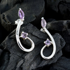 Amethyst-Turkish-Ana-multiple-Stud-Purple-Silver-Earring