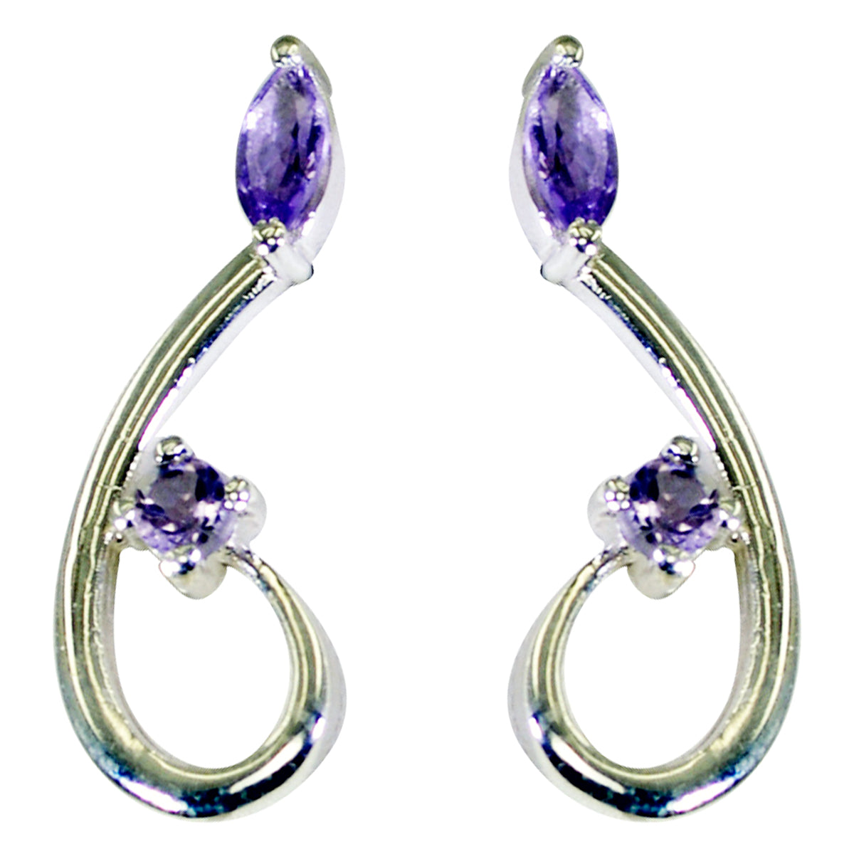 Amethyst-Turkish-Ana-multiple-Stud-Purple-Silver-Earring