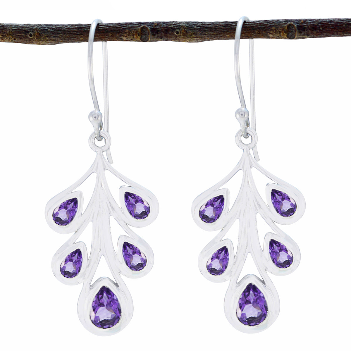 Amethyst-Mexican-Victoriaa-multiple-Dangle-Purple-Sterling-Silver-Earring Hoofdafbeelding