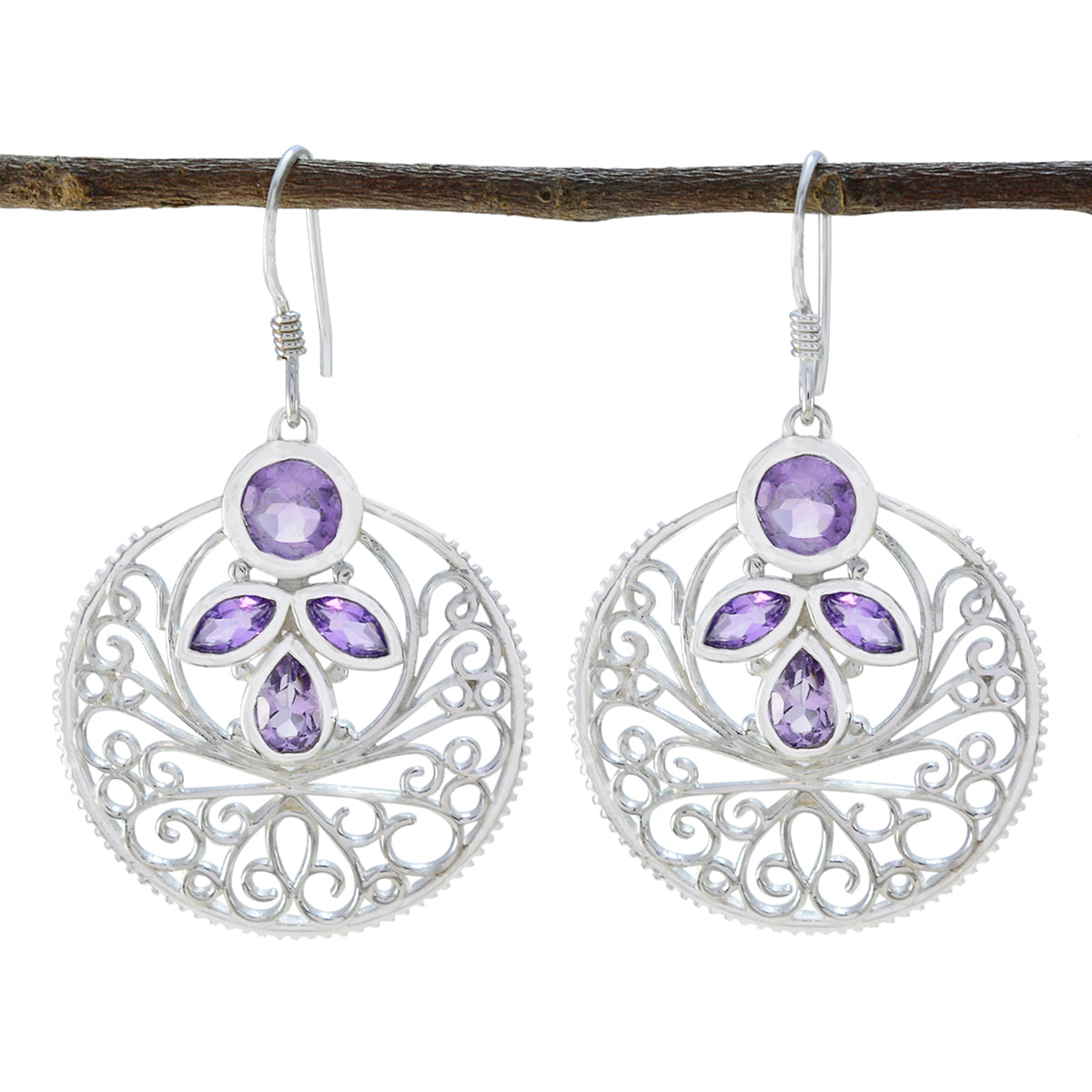 Amethyst-Italian-Isla-quarter-Dangle-Purple-Sterling-Silver-Earring メイン画像