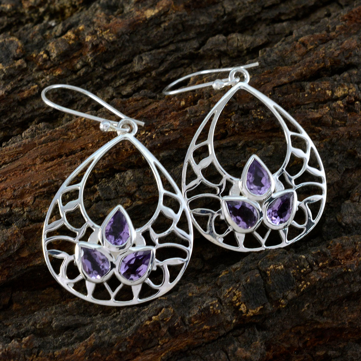 Amethyst-German-Laura-Trilogy-Dangle-Purple-92.5-Silver-Earring