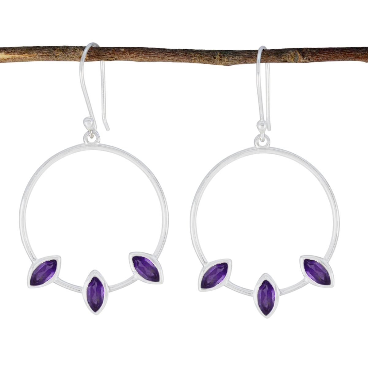 Amethyst-Russian-Lea-Trilogy-Dangle-Purple-Silver-Earring Huvudsaklig produktbild