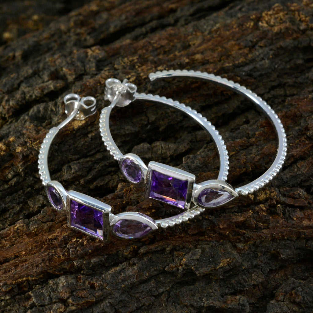 Amethyst-Middle-Eastern-Sofia-Trilogy-Stud-Purple-925-Sterling-Silver-Earring