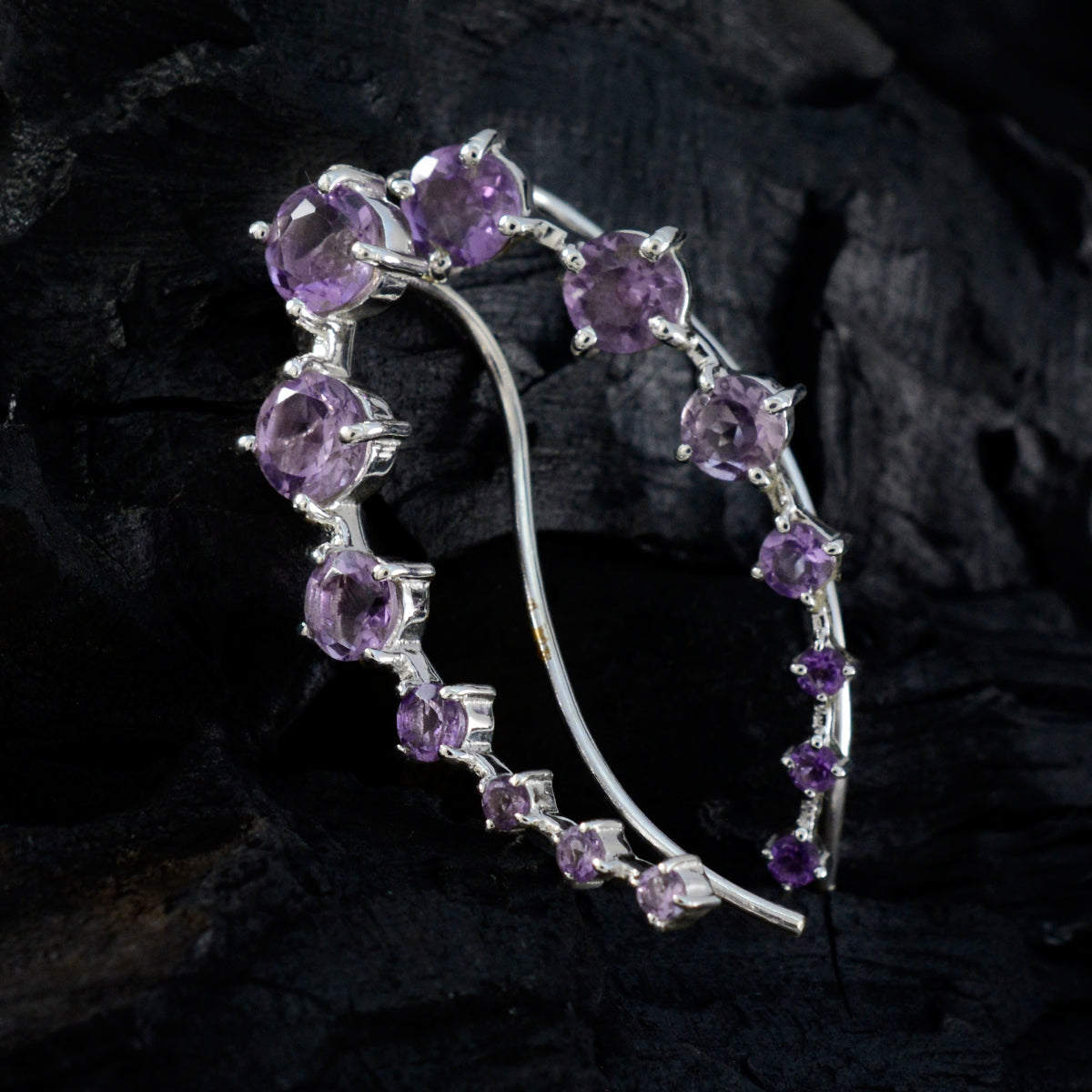 Amethyst-Korean-Min-seo-multiple-EarCuff-Purple-925-Silver-Earring