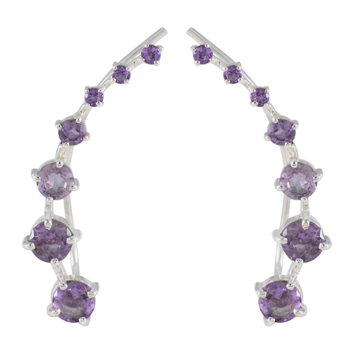 Amethyst-Korean-Min-seo-multiple-EarCuff-Purple-925-Silver-Earring Imagen principal del producto