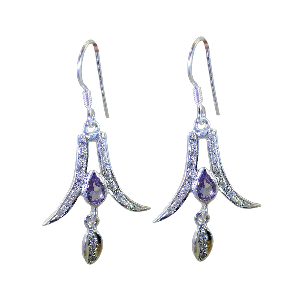 Amethyst-Middle-Eastern-Ángeles-multiple-Dangle-Purple-Sterling-Silver-Earring