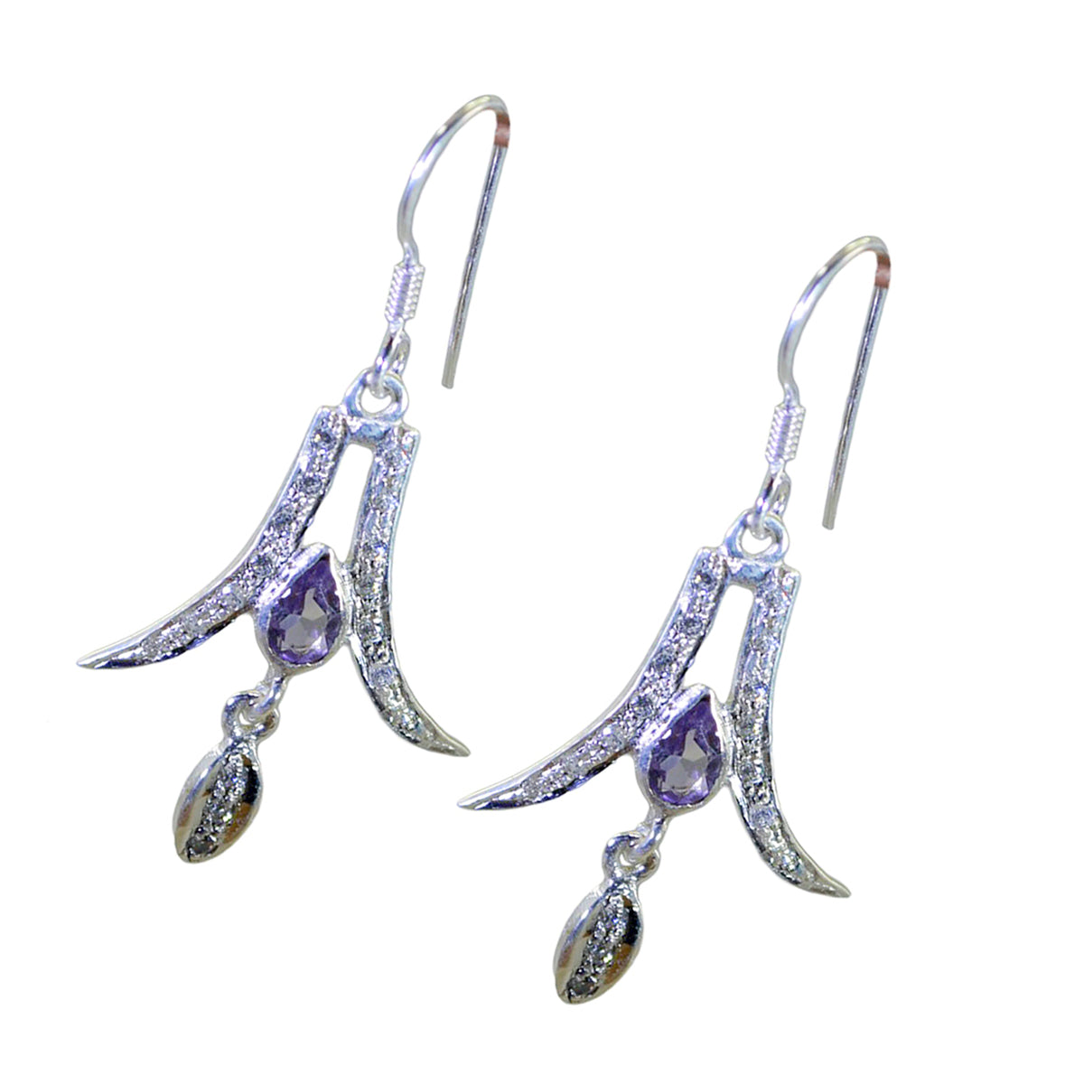 Amethyst-Middle-Eastern-Ángeles-multiple-Dangle-Purple-Sterling-Silver-Earring