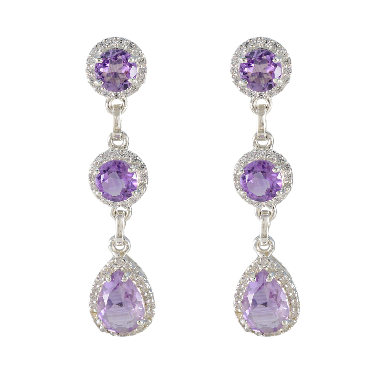 Amethyst-Mexican-Antonia-multiple-Stud-Purple-925-Silver-Earring Главное изображение товара