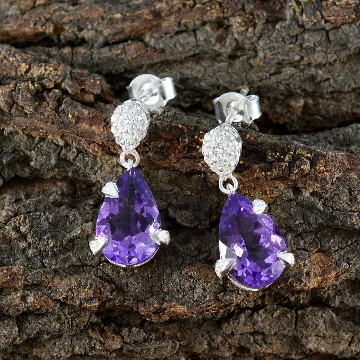 Amethyst-American-Lourdes-Solitaire-Stud-Purple-92.5-Silver-Earring