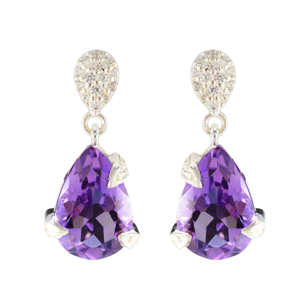 Amethyst-American-Lourdes-Solitaire-Stud-Purple-92.5-Silver-Earring Image principale du produit