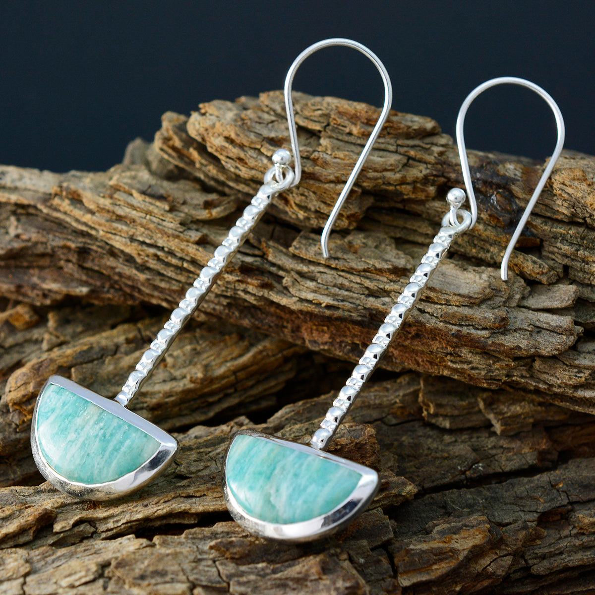 Amazonite-African-Cecilia-Solitaire-Dangle-Green-925-Sterling-Silver-Earring
