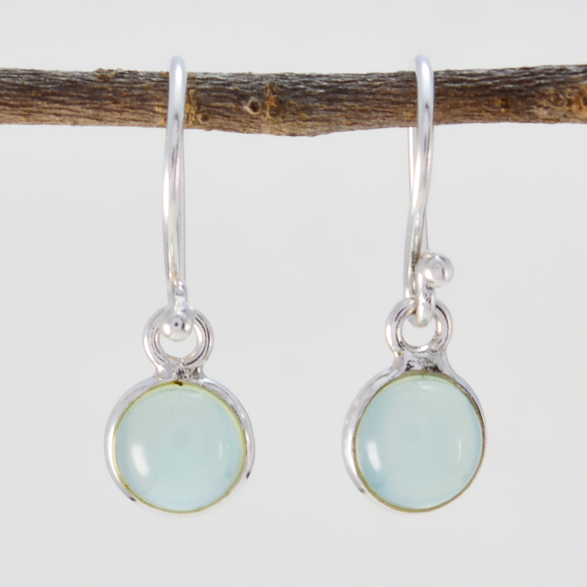 Blue-Chalcedony-Middle-Eastern-Kennedy-Solitaire-Dangle-Blue-925-Silver-Earring