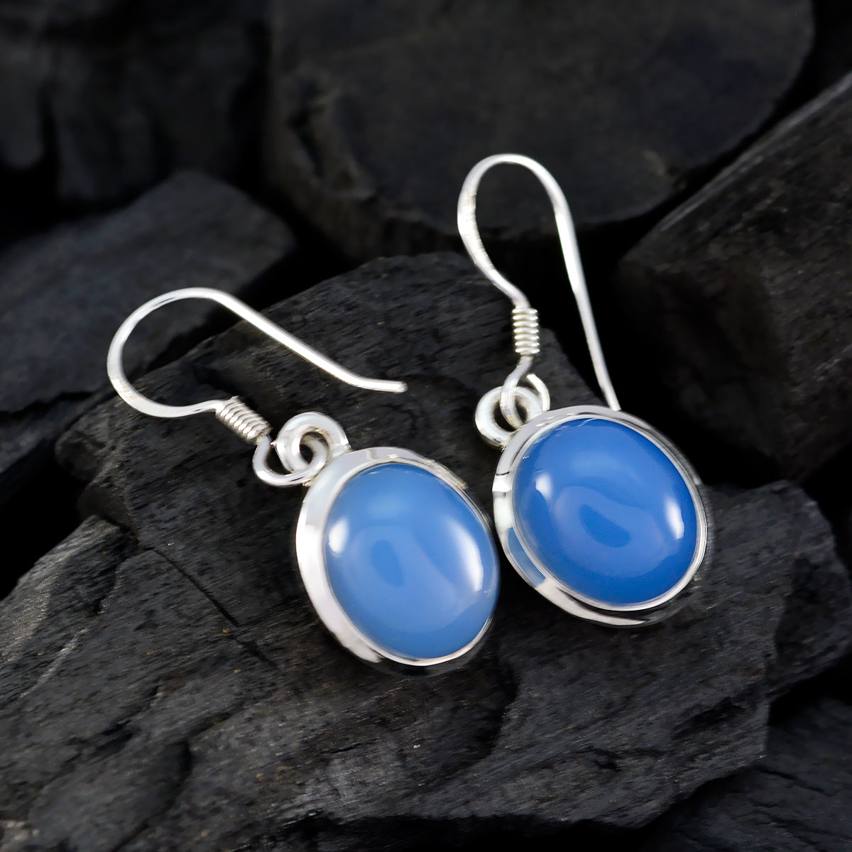 Blue-Chalcedony-Egyptian-Daniela-multiple-Dangle-Blue-Sterling-Silver-Earring