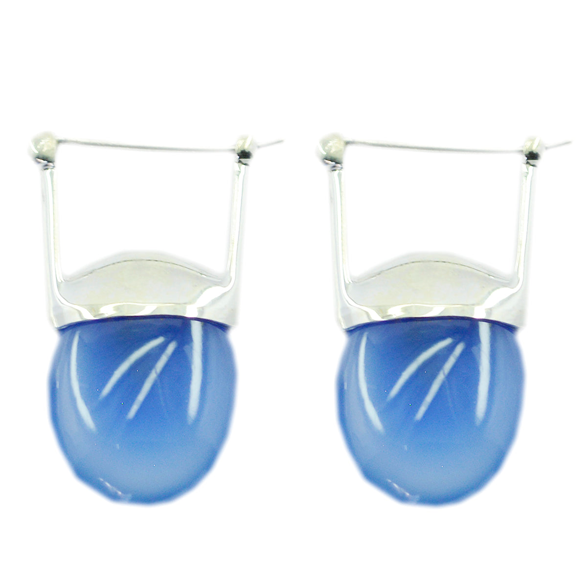 Blue-Chalcedony-Korean-Elena-Solitaire-Dangle-Blue-925-Silver-Earring