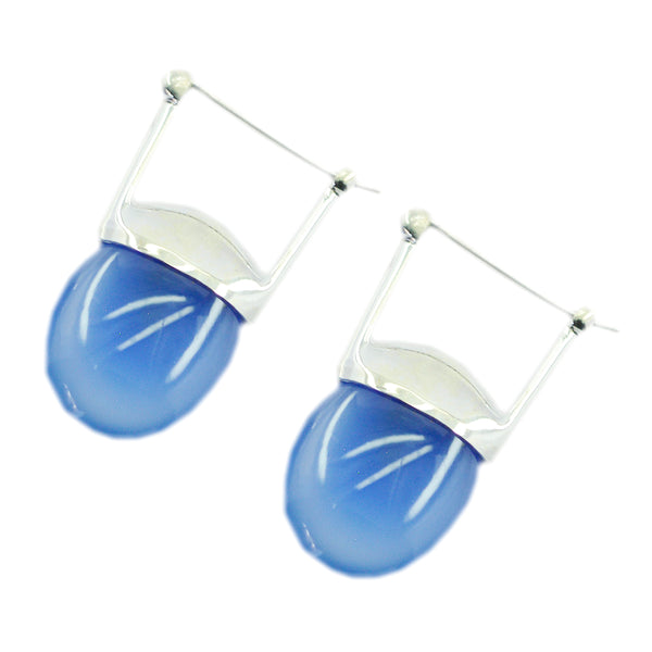 Blue-Chalcedony-Korean-Elena-Solitaire-Dangle-Blue-925-Silver-Earring