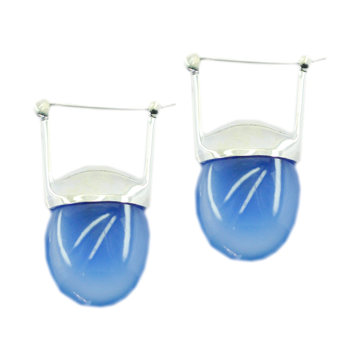 Pendiente colgante de plata 925 azul con solitario Elena de calcedonia azul coreana Imagen secundaria del producto