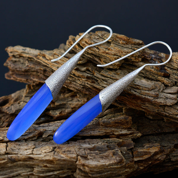 Chalcedony-American-Ling-Solitaire-Dangle-Blue-92.5-Silver-Earring