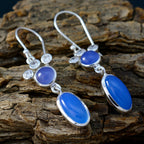 Blue-Chalcedony-African-Haruka-Toi-et-Moi-Dangle-Blue-925-Silver-Earring