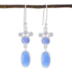 Blue-Chalcedony-African-Haruka-Toi-et-Moi-Dangle-Blue-925-Silver-Earring