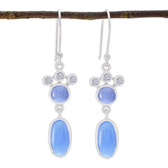 Blue-Chalcedony-African-Haruka-Toi-et-Moi-Dangle-Blue-925-Silver-Earring