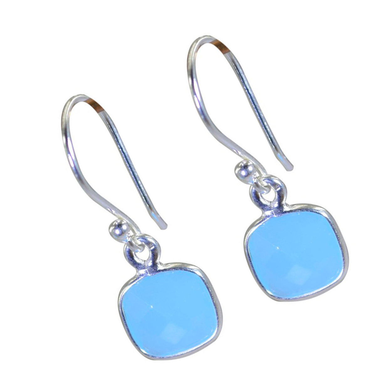 Boucles d'oreilles pendantes multiples Gabriela en argent 925 bleu et calcédoine bleue Image secondaire du produit