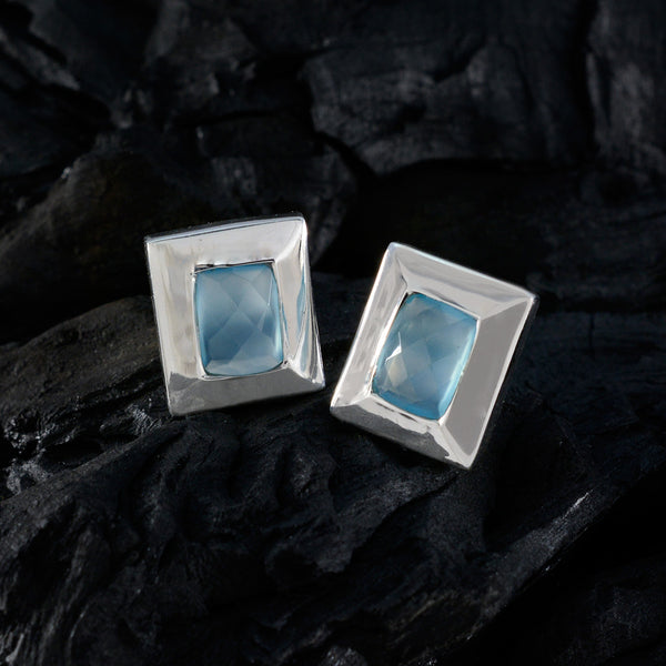 Blue-Chalcedony-Spanish-Laura-Solitaire-Stud-Blue-Sterling-Silver-Earring