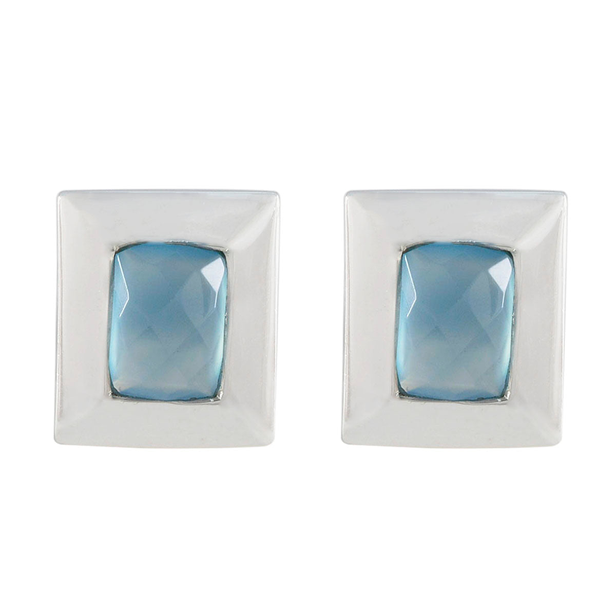 Blue-Chalcedony-Spanish-Laura-Solitaire-Stud-Blue-Sterling-Silver-Earring メイン画像
