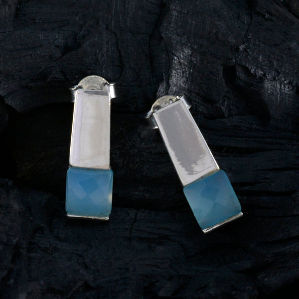 Blue-Chalcedony-Turkish-Katharina-Solitaire-Stud-Blue-925-Silver-Earring