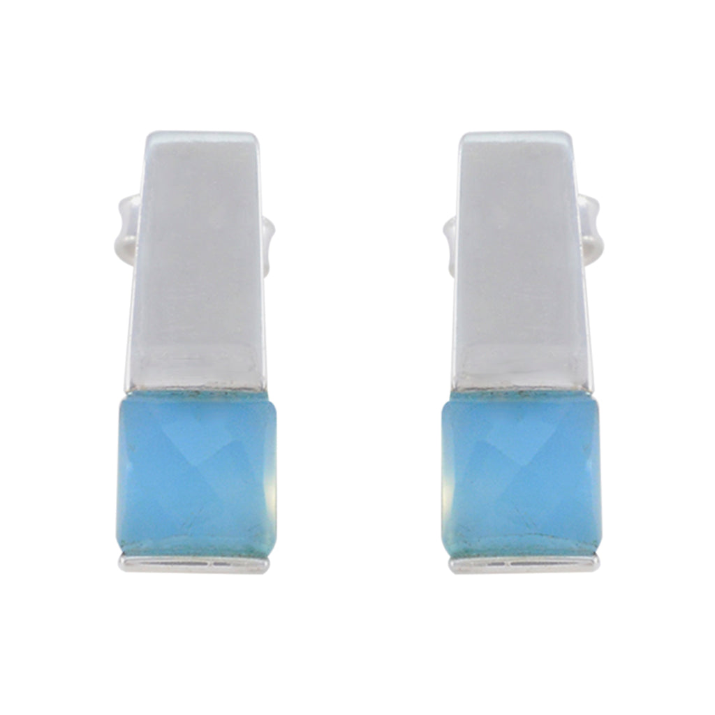 Blue-Chalcedony-Turkish-Katharina-Solitaire-Stud-Blue-925-Silver-Earring
