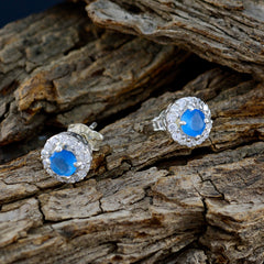 Blue-Chalcedony-Spanish-Joaquina-multiple-Stud-Blue-925-Silver-Earring