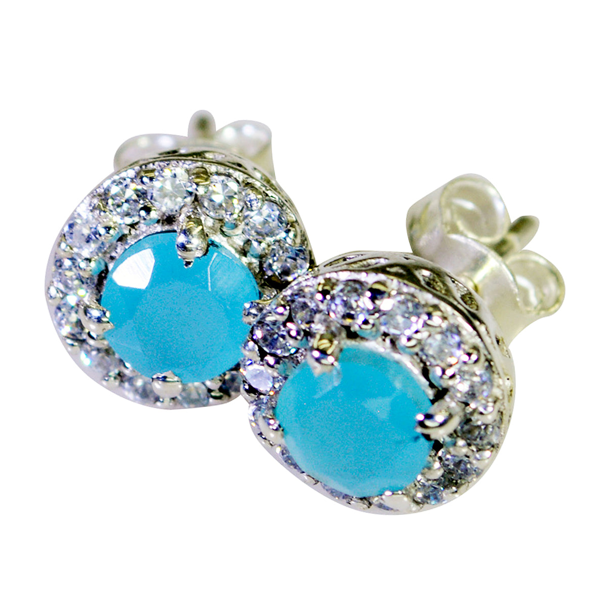 Blue-Chalcedony-Spanish-Joaquina-multiple-Stud-Blue-925-Silver-Earring