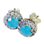 Blue-Chalcedony-Spanish-Joaquina-multiple-Stud-Blue-925-Silver-Earring