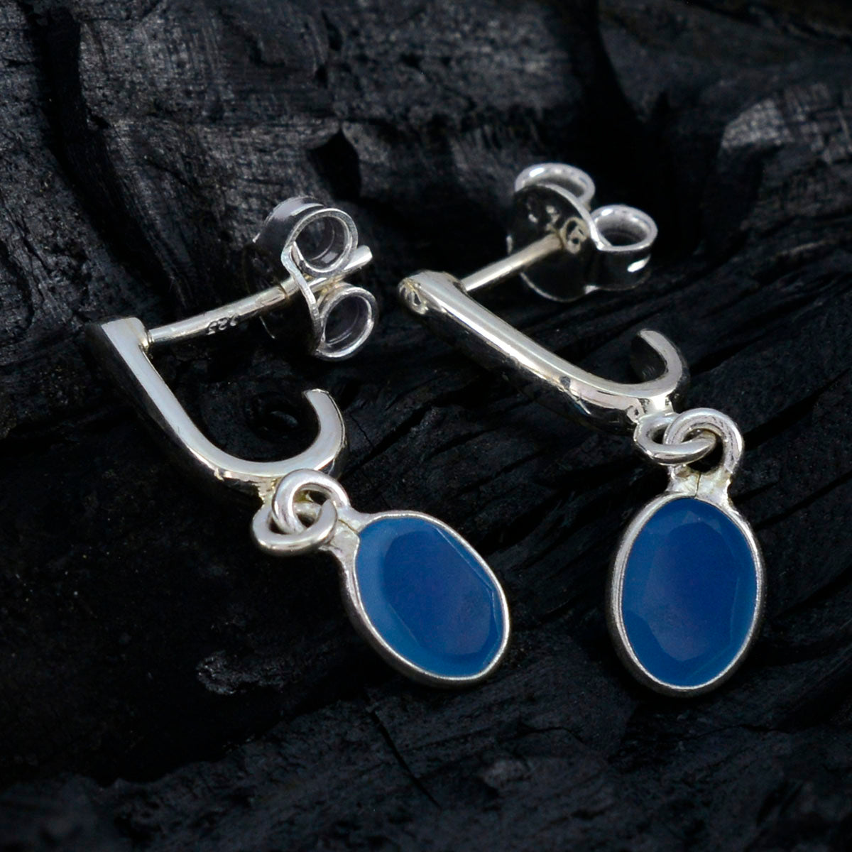 Blue-Chalcedony-German-Laura-multiple-Stud-Blue-92.5-Silver-Earring