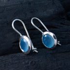 Chalcedony-Egyptian-Aria-Solitaire-Dangle-Blue-Sterling-Silver-Earring