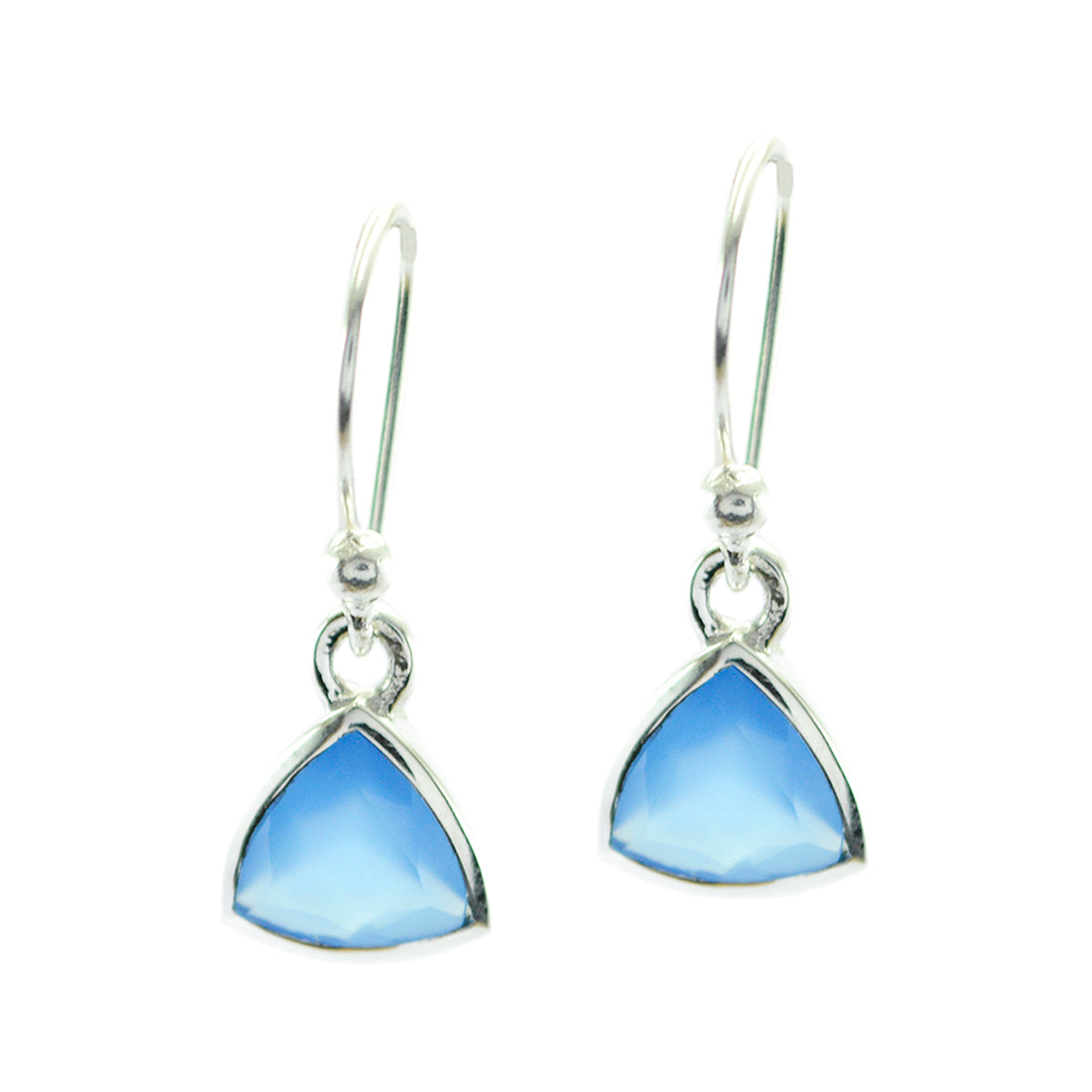 Blue-Chalcedony-African-Lorena-Solitaire-Dangle-Blue-925-Sterling-Silver-Earring Image principale du produit