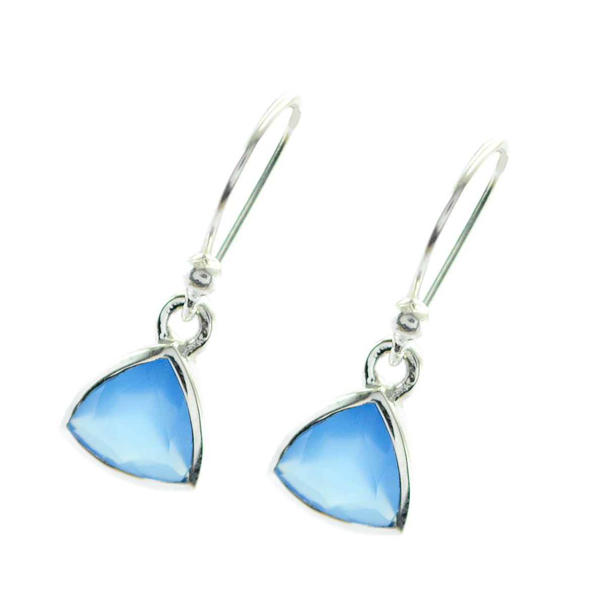 Boucles d'oreilles pendantes en argent sterling 925 avec solitaire Lorena en calcédoine bleue Image secondaire du produit