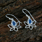 Blue-Chalcedony-Russian-Lourdes-Solitaire-Dangle-Blue-925-Silver-Earring