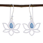Blue-Chalcedony-Russian-Lourdes-Solitaire-Dangle-Blue-925-Silver-Earring