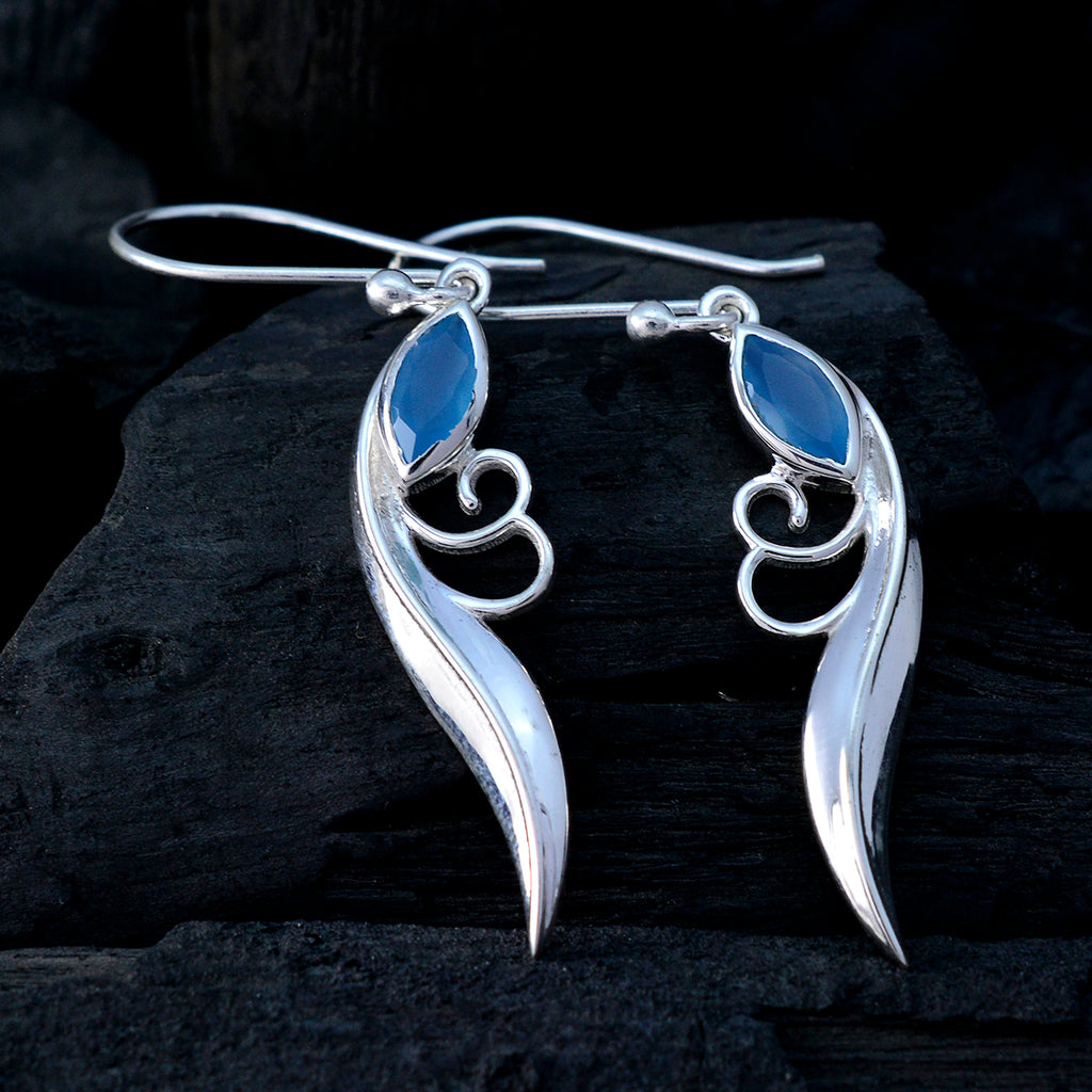 Blue-Chalcedony-American-María-Solitaire-Dangle-Blue-92.5-Silver-Earring