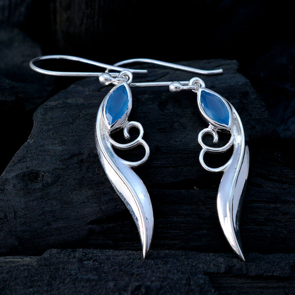 Blue-Chalcedony-American-María-Solitaire-Dangle-Blue-92.5-Silver-Earring