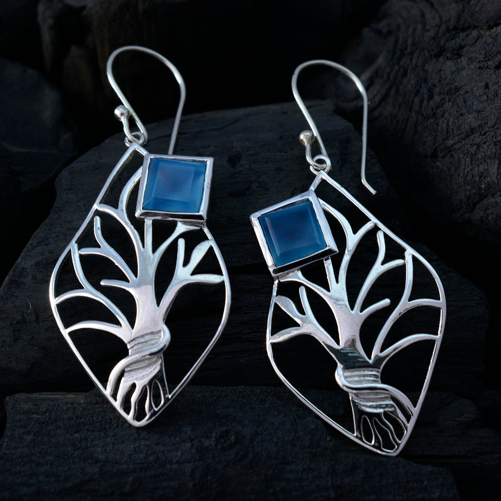 Blue-Chalcedony-Korean-Mariana-Solitaire-Dangle-Blue-92.5-Silver-Earring