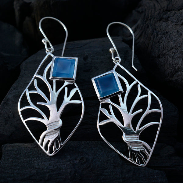 Blue-Chalcedony-Korean-Mariana-Solitaire-Dangle-Blue-92.5-Silver-Earring