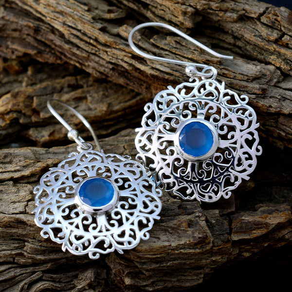 Chalcedony-Italian-Luna-Solitaire-Dangle-Blue-92.5-Silver-Earring