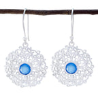 Chalcedony-Italian-Luna-Solitaire-Dangle-Blue-92.5-Silver-Earring