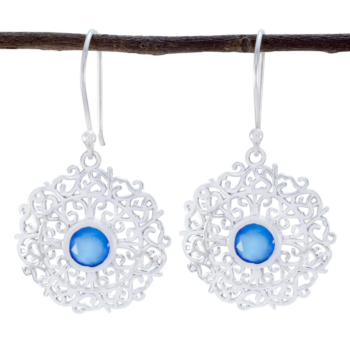 Chalcedony-Italian-Luna-Solitaire-Dangle-Blue-92.5-Silver-Earring