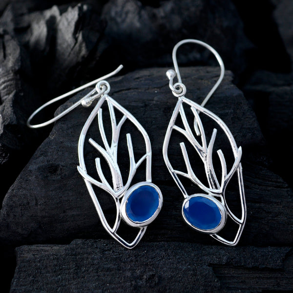 Chalcedony-African-Nora-Solitaire-Dangle-Blue-Sterling-Silver-Earring